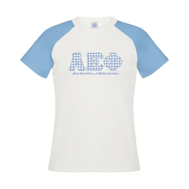 Alpha Epsilon Phi Gingham Lettering Rush Shirt 2