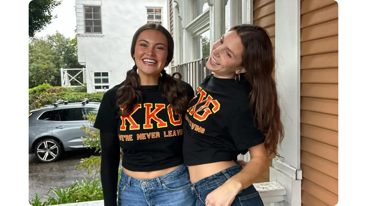 Kappa Kappa Gamma sorority members wearing customized Tshirts from Fresh Prints