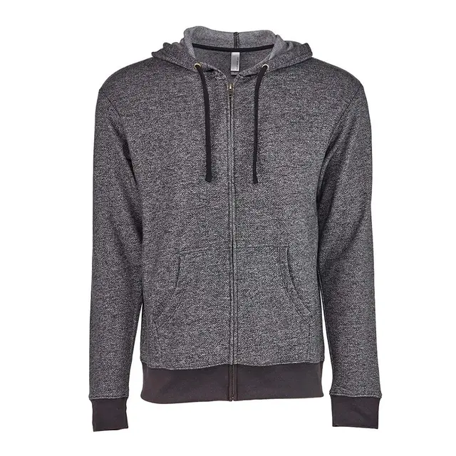 Customizable Next Level Adult Denim Fleece Full-Zip Hooded Sweatshirt 9600 Black Front