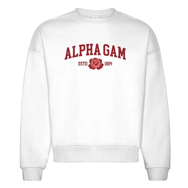 Alpha Gamma Delta Bold Arched Text PR Crewneck 2
