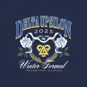 Delta Upsilon Bold Text with Blue Roses Winter Formal Crewneck