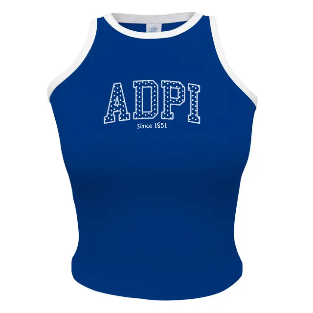 Alpha Delta Pi Polka Dot Block Lettering Rush Tank 2