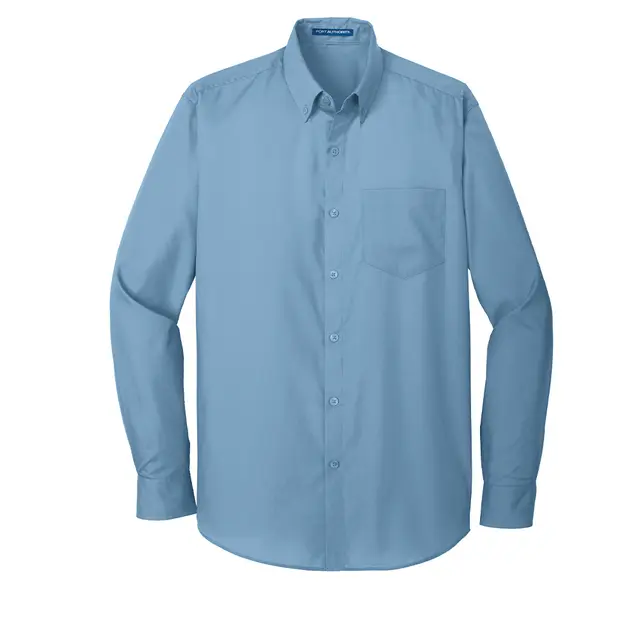Port Authority Long Sleeve Carefree Poplin Shirt Carolina Blue Front