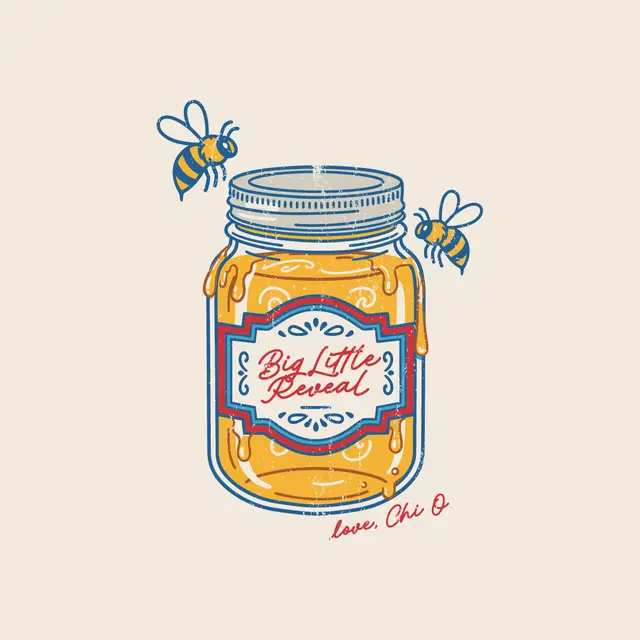 Chi Omega Honey Jar and Bees Big Little Reveal Crewneck