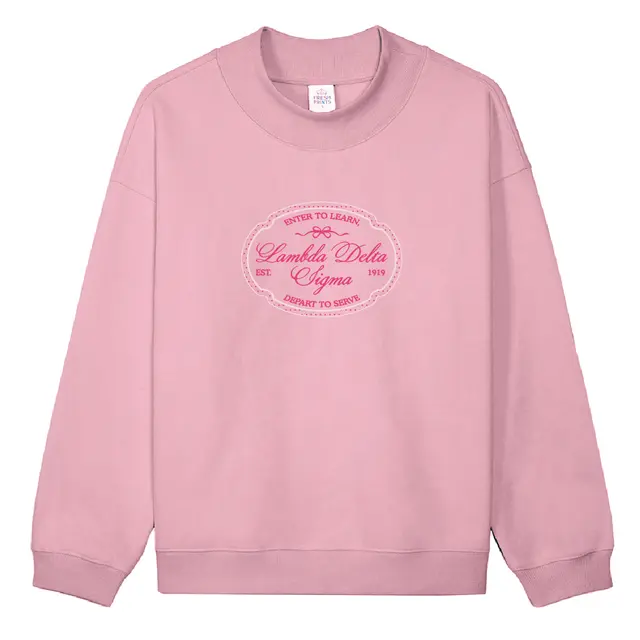 Lambda Delta Sigma Oval Badge Pink PR Sweater 2