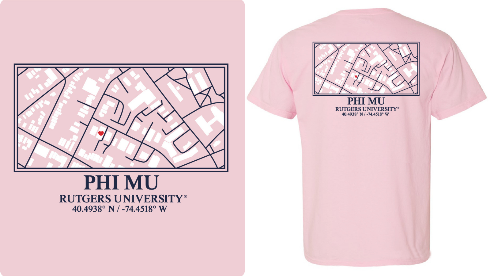 Phi Mu Illustrated Campus Map PR Shirt