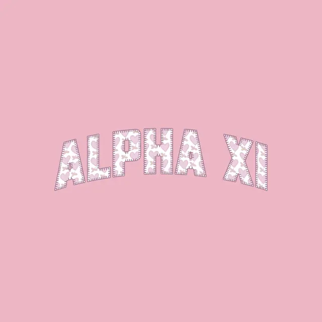 Alpha Xi Delta Heart Pattern Text PR Crewneck