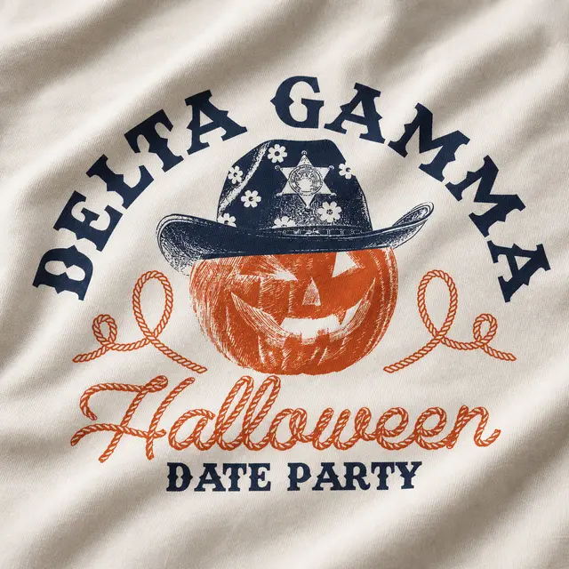 Delta Gamma Pumpkin Illustration Halloween Shirt