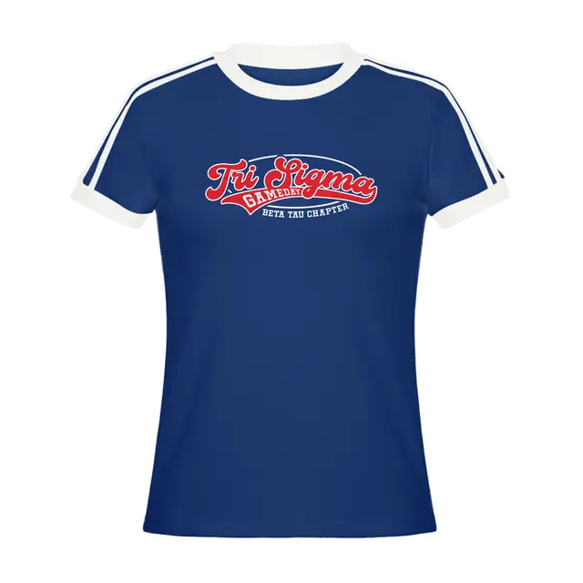 Sigma Sigma Sigma Curved Text Game Day Shirt 2