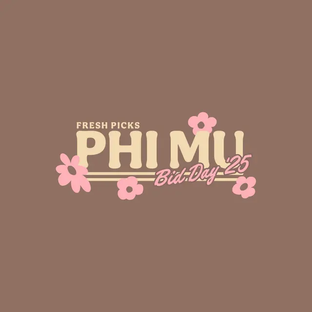 Phi Mu Floral Text with Pink Flowers Bid Day Hoodie
