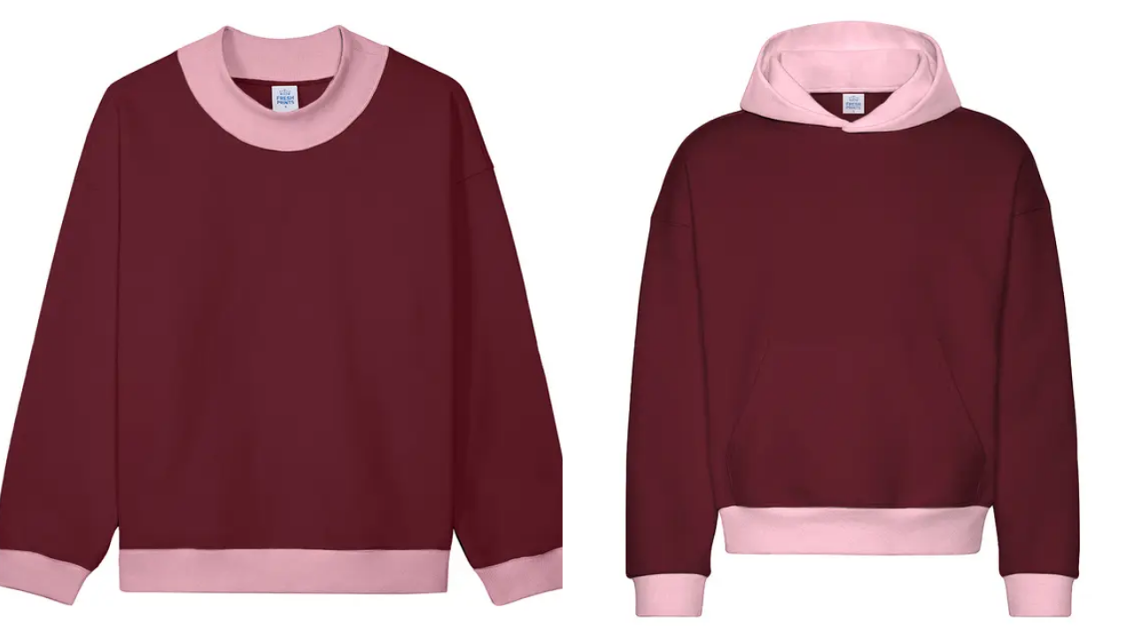 Fresh Prints Denver Heavyweight Color Block Mock Neck and Boston Heavyweight Color Block Hoodie for sorority date party merch