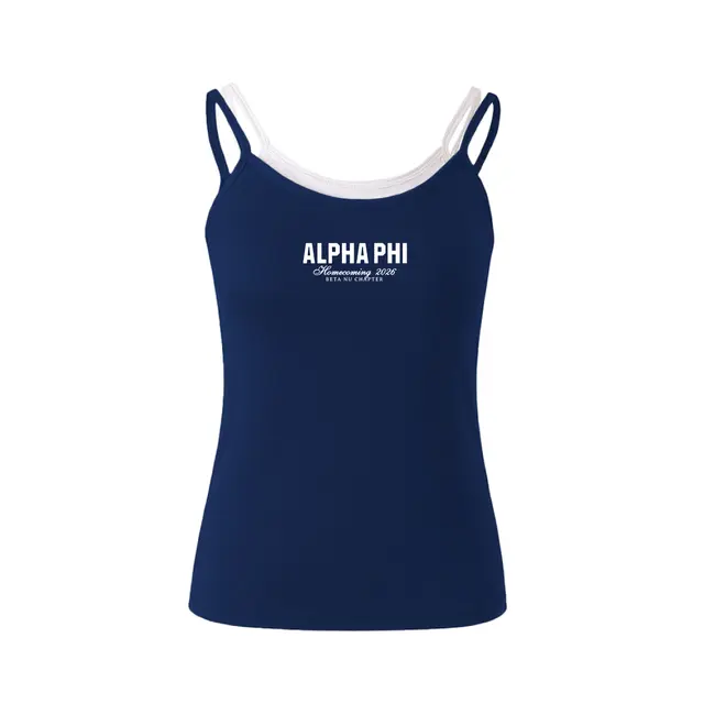 Alpha Phi Stacked Serif Text PR Tank 2