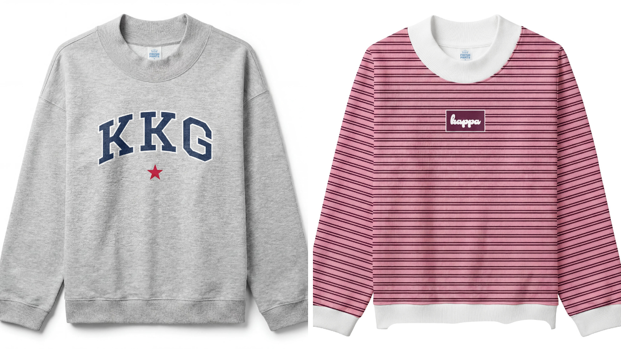 Classic Collegiate Mock Neck and Soft Launch Striped Mock Neck