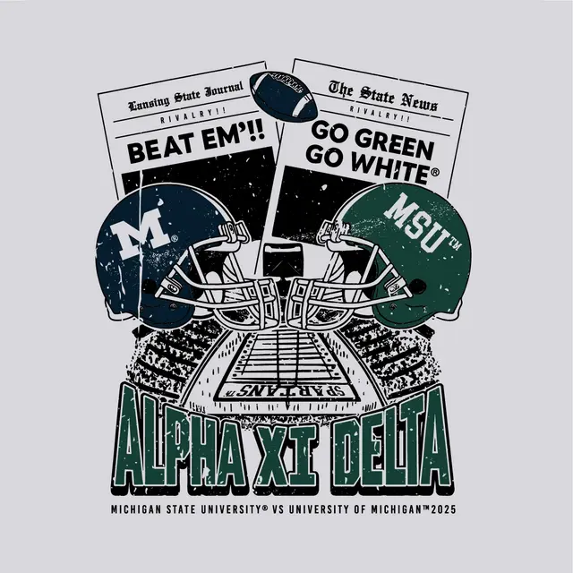 Alpha Xi Delta Helmets and Newspapers Game Day Crewneck
