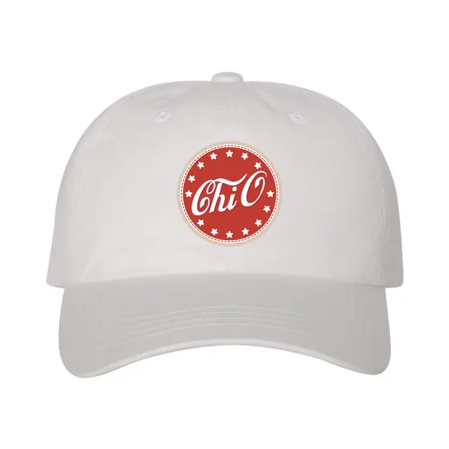 Chi Omega Star Pattern Script Rush Hat 2