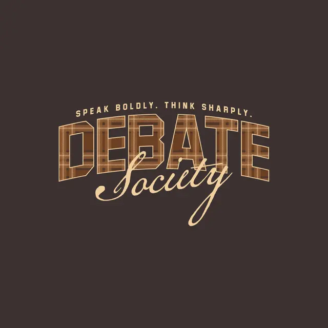 Debate Society Plaid Text PR Crewneck