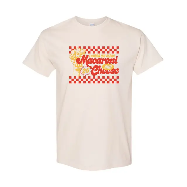 Lambda Chi Alpha Checkered Pattern Macaroni Cheese Shirt 2