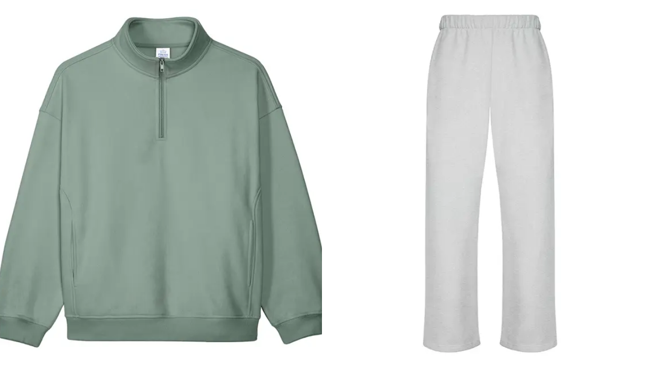 Photo of the Fresh Prints Exclusive Aspen Heavyweight Quarter-Zip and the Fresh Prints Exclusive San Diego Open Heavyweight Sweatpants