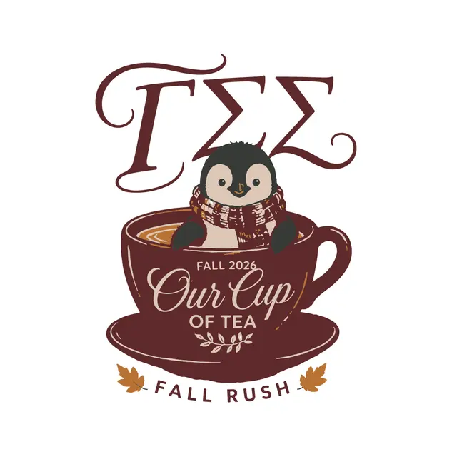 Gamma Sigma Sigma Penguin in Tea Cup Fall Rush Shirt