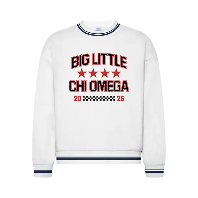 Chi Omega Bold Block Text Big Little Reveal Crewneck 2