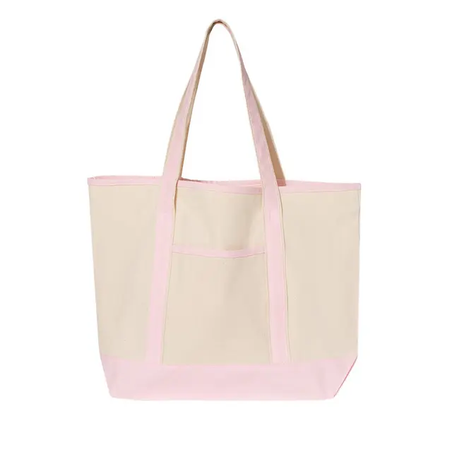 34.6L Large Canvas Deluxe Tote Natural Light Pink Front