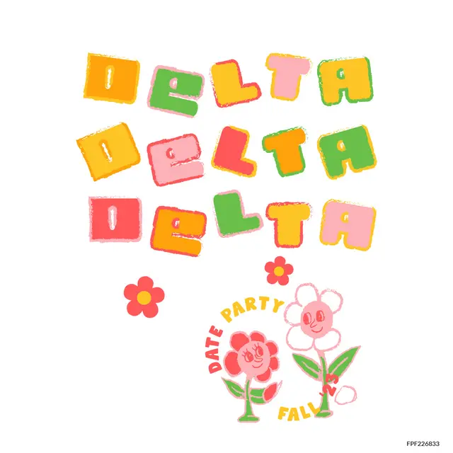 Delta Delta Delta Vintage Colorful Flowers Design for Tank for Sorority PR