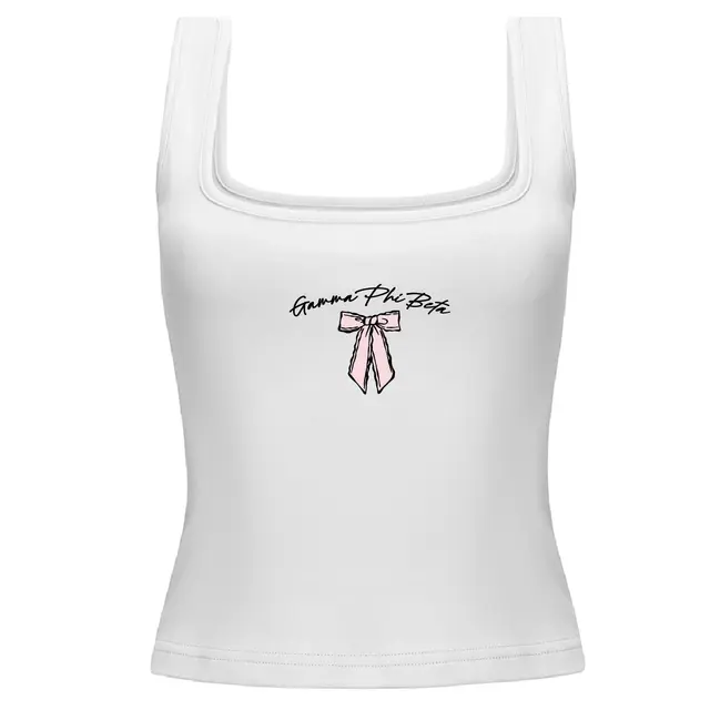 Gamma Phi Beta Pink Bow Script PR Tank 2