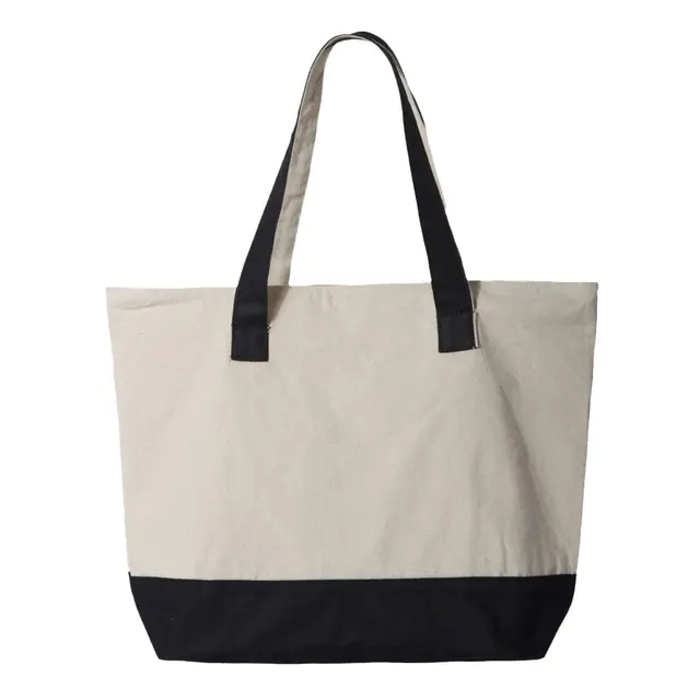 Q-Tees 19L Zippered Tote - Q1300 Natural Black Back