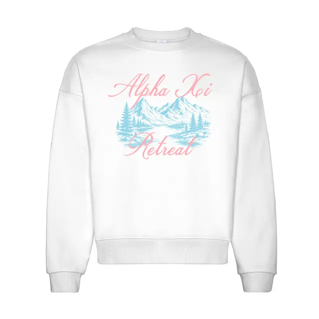 Alpha Xi Flowing Script Mountain Retreat Sweater 2