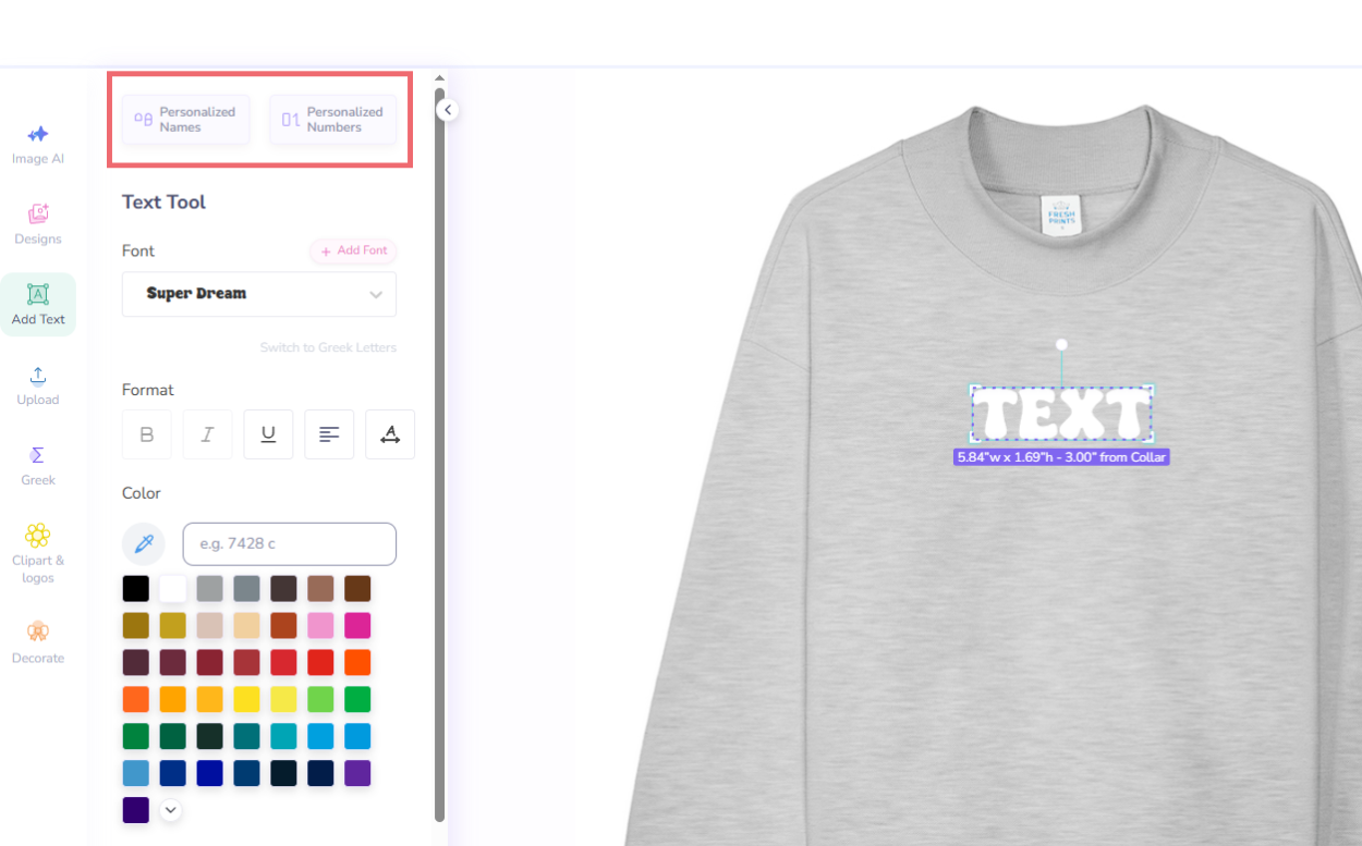 Add Custom Names and Numbers to Merch on the Fresh Prints Design Tool