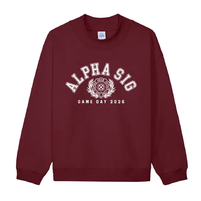 Alpha Sigma Alpha Curved Text Floral Illustration Game Day Hoodie 2