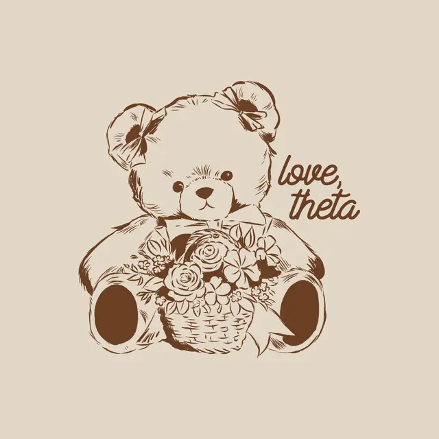 Kappa Alpha Theta Cute Teddy Bear with Flowers PR Hoodie