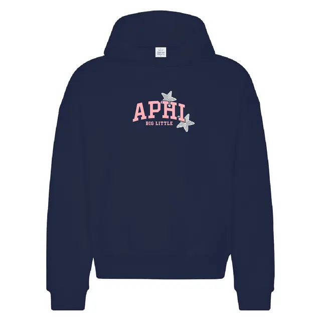 Alpha Phi Starry Text with Star Big Little Reveal Hoodie 2