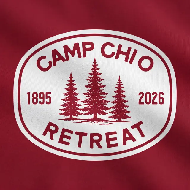 Chi Omega Pine Tree Illustration Retreat Shirt