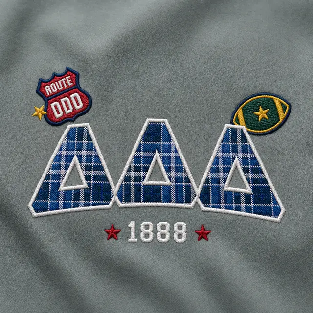 Delta Delta Delta Plaid Letters Route Graphic Sweater
