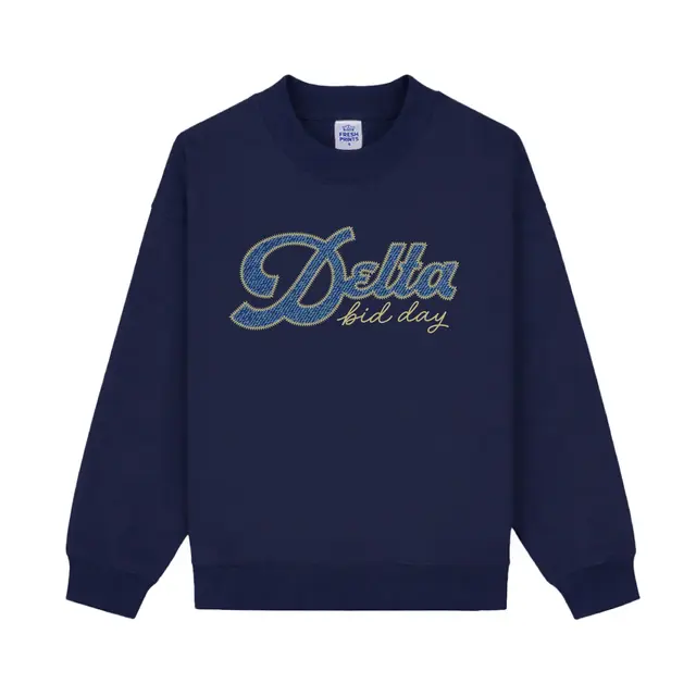 Delta Delta Delta Denim Script Bid Day Sweater 2