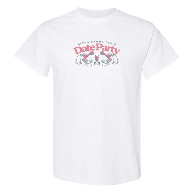 Alpha Gamma Delta Puppy Bow Date Party Shirt 2