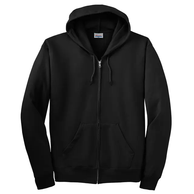 Hanes Adult 7.8 Oz. Ecosmart 50/50 Full-Zip Hood p180 Black Front