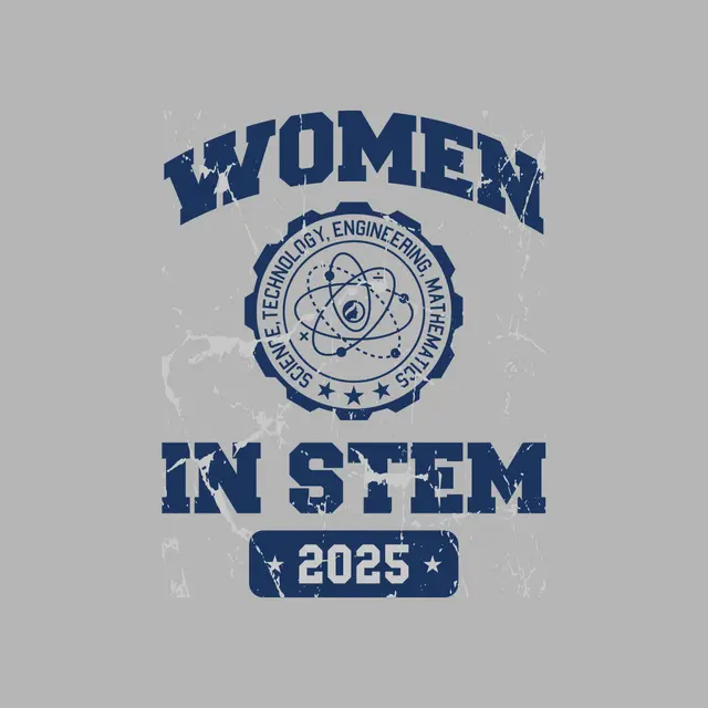 Women in STEM Atomic Logo in Navy PR Shirt