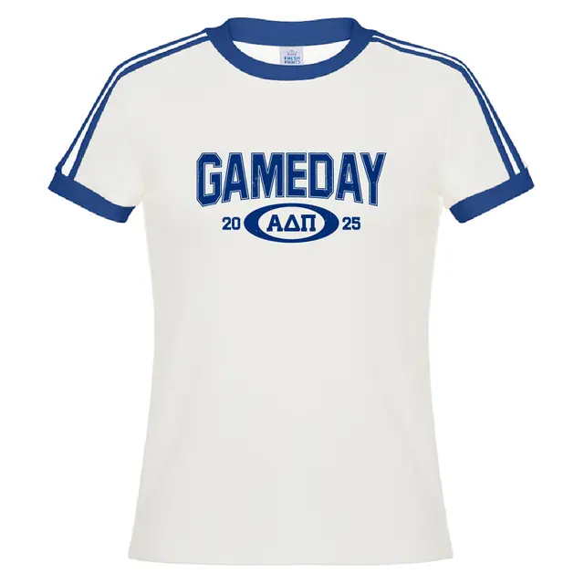 Alpha Delta Pi Distressed Block Text Game Day Shirt 2