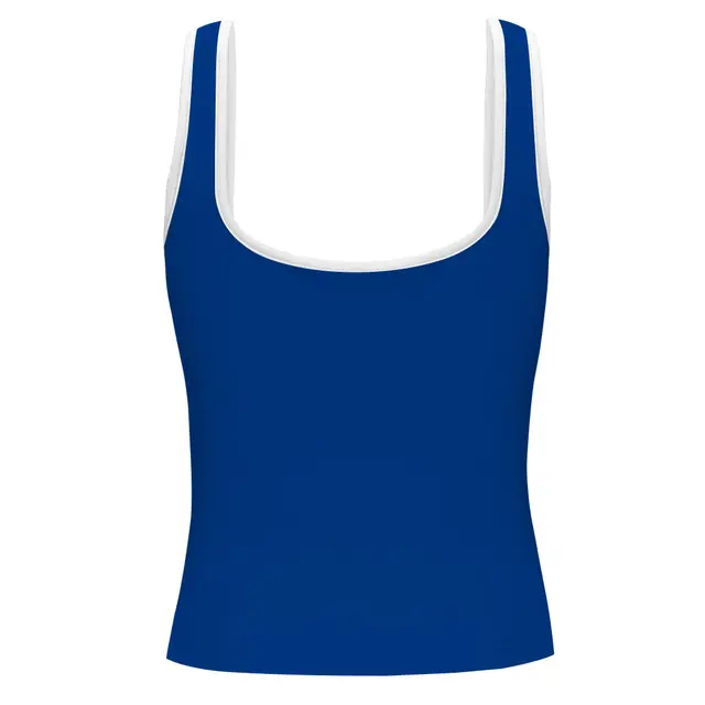 Fresh Prints Sydney Square Neck Tank Top Royal Blue White mto Back