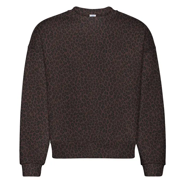 Fresh Prints FP108 Leopard Print Crewneck Chocolate Front