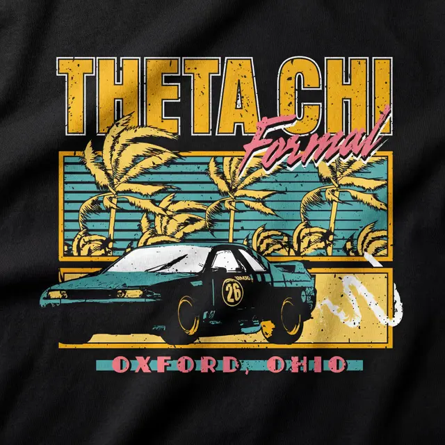 Theta Chi Retro Car Palm Graphic Formal Hoodie