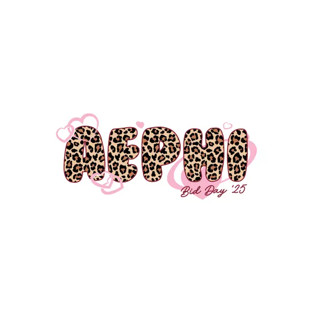 Alpha Epsilon Phi Leopard Print with Hearts Bid Day Shirts