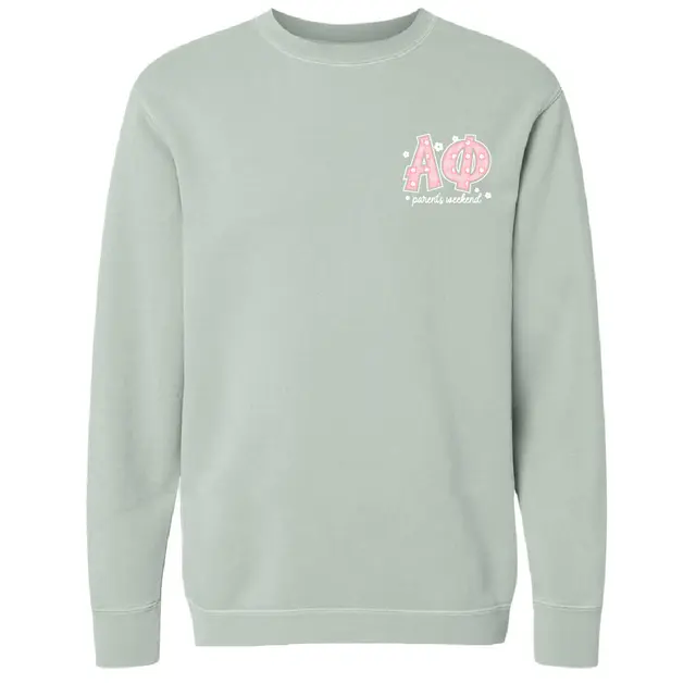 Alpha Phi Gingham and Floral Parent's Weekend Crewneck 2