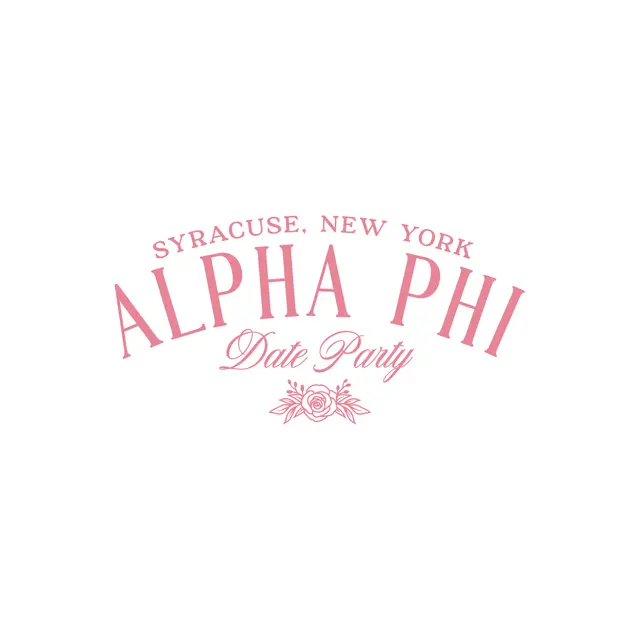 Alpha Phi Arched Pink Text Date Party Tank