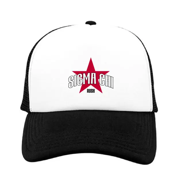Sigma Chi Bold Text Red Star Rush Hat 2
