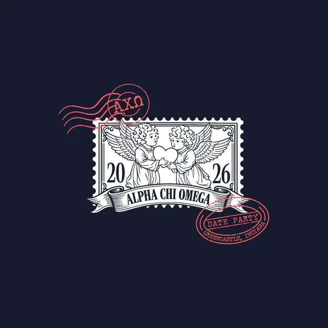Alpha Chi Omega Angel Stamp Date Party Shirt