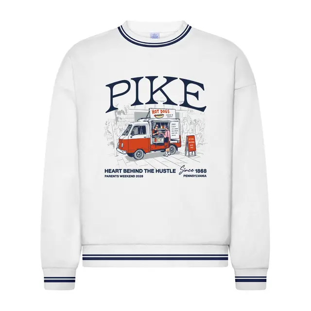 Pi Kappa Alpha Bold Block Lettering Hot Dog Cart Parent's Weekend Sweater 2
