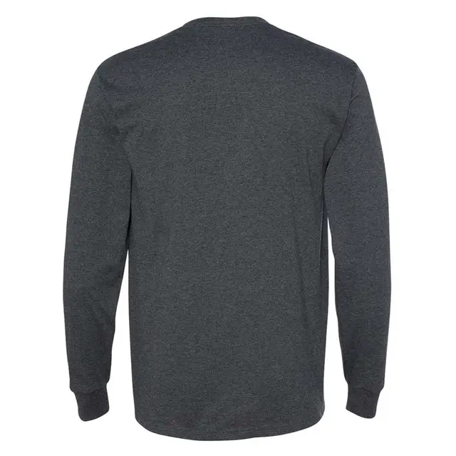 Fruit of the Loom HD Cotton Long Sleeve T-Shirt 4930r Black Heather Back